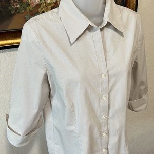 Kim Rogers - Tan Pinstripe Blouse